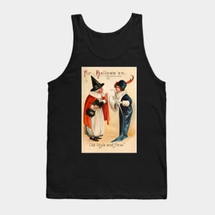 Vintage Halloween Witch Black Cat Tank Top